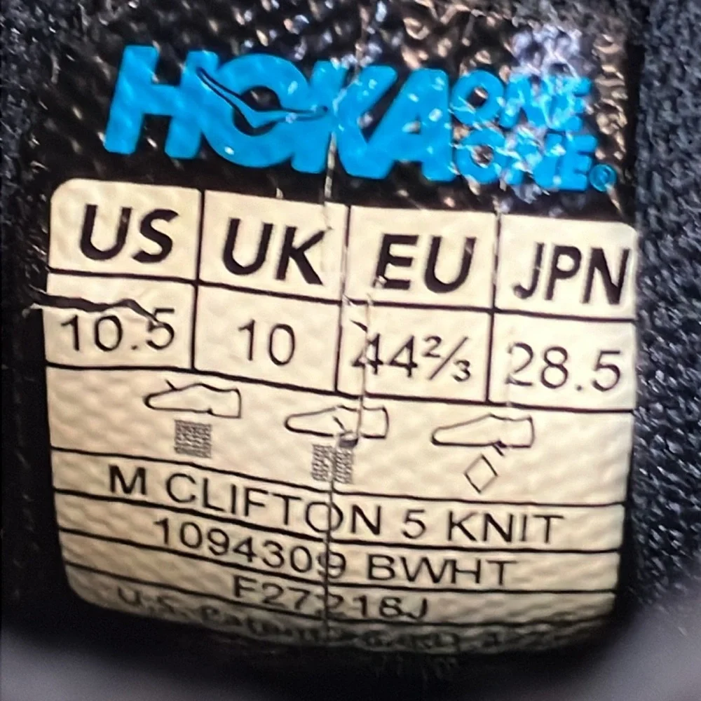 Hoka One One Clifton 5 Knit Athletic Running Sneaker Shoes Men’s size‎ 10.5